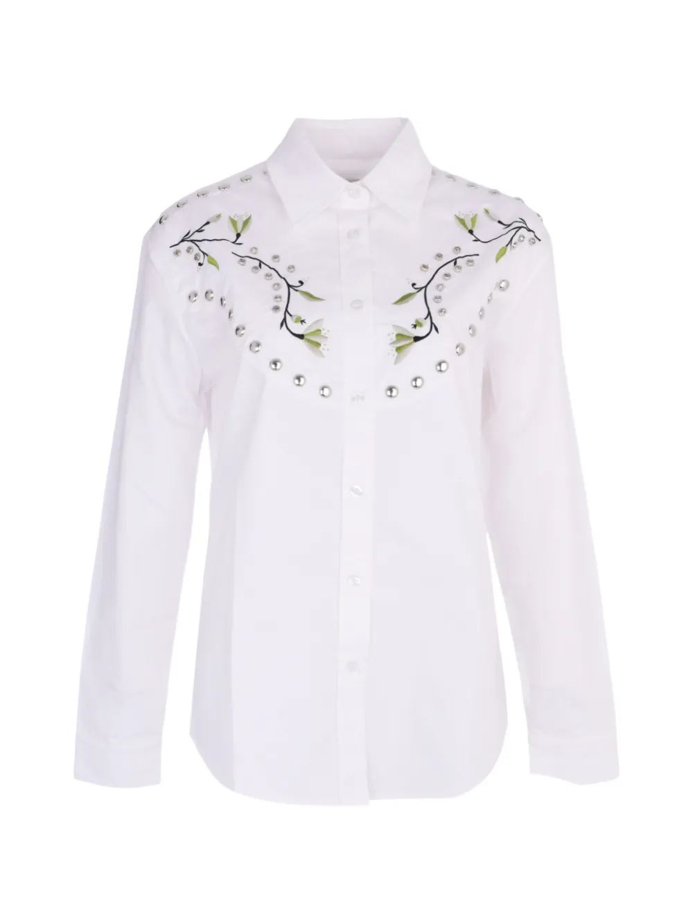 Nafsika Skourti Grammy floral-embroidered studded shirt - White