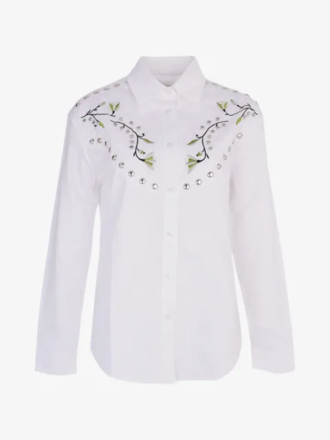 Nafsika Skourti Grammy floral-embroidered studded shirt