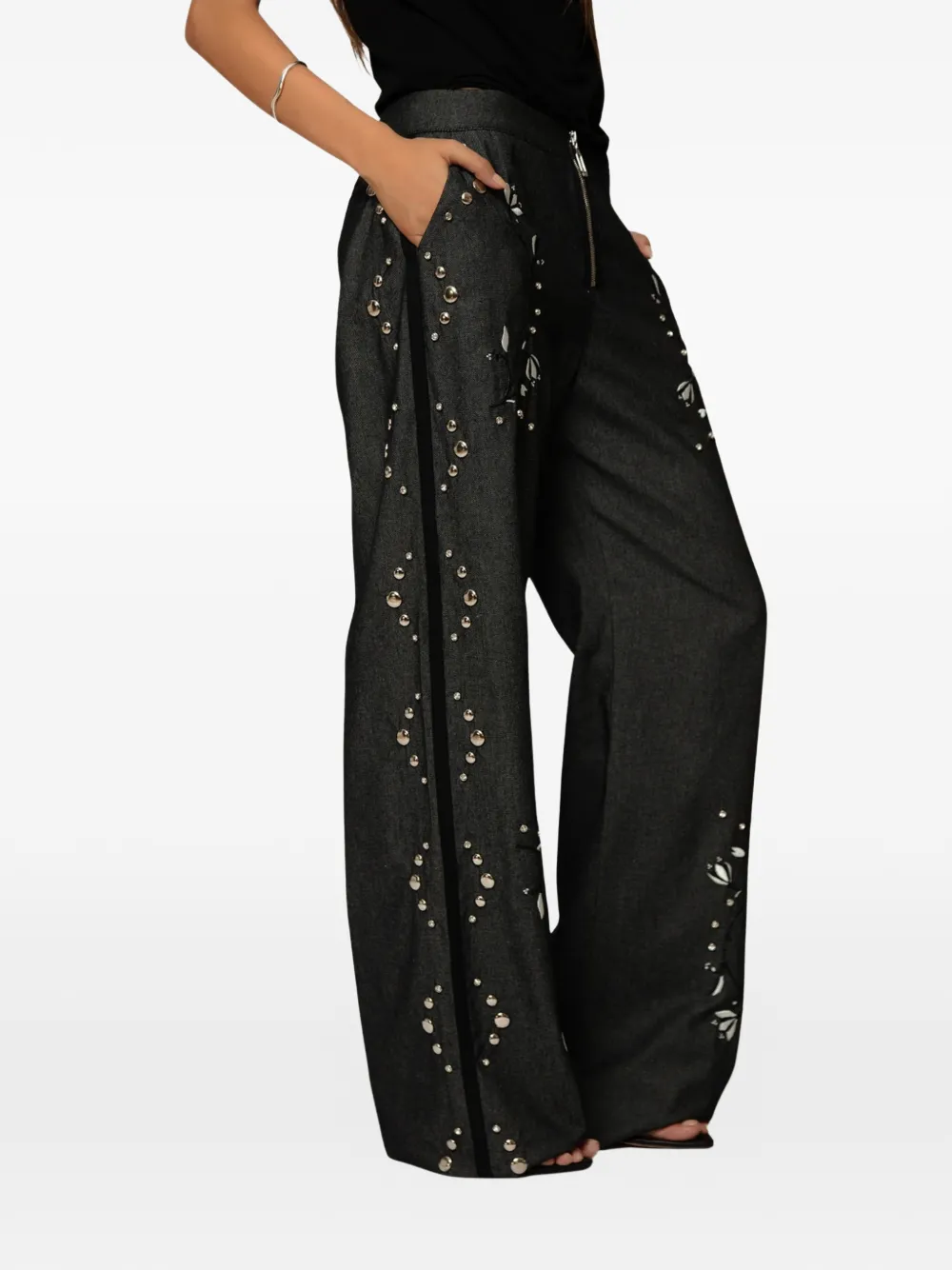 Nafsika Skourti Grammy floral-embroidered trousers