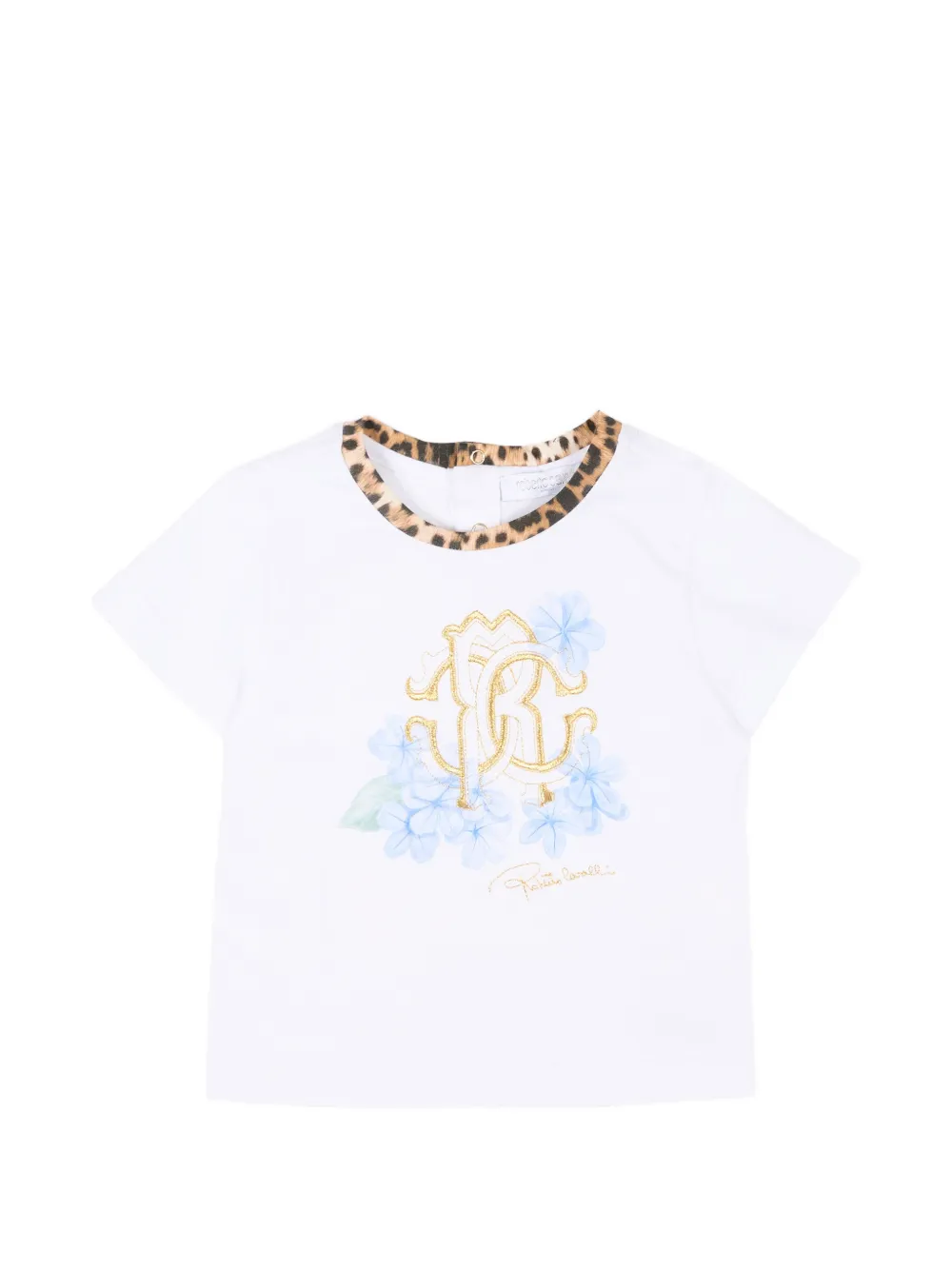 Roberto Cavalli Junior T-shirt a fiori - Bianco