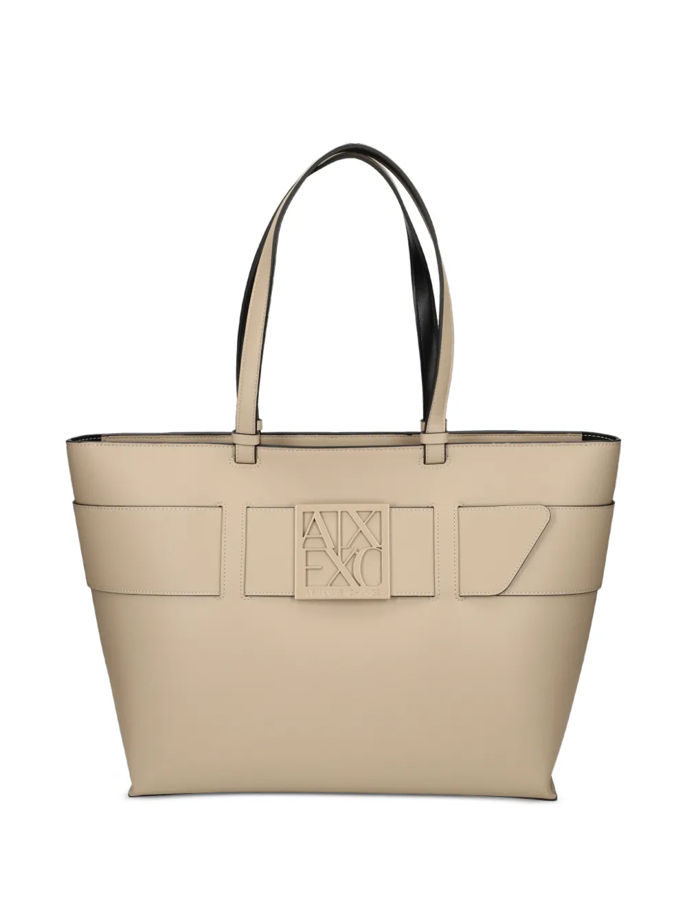 Armani Exchange Borsa tote con placca logo - Toni neutri