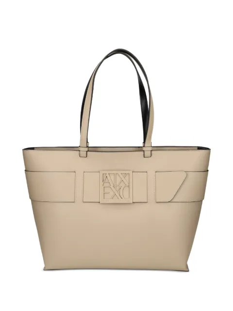 Armani Exchange logo-plaque tote bag