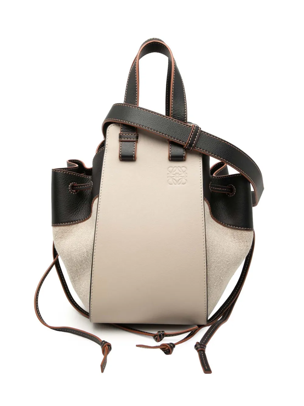 Loewe Pre-Owned 2020 Small Leather and Canvas Hammock Bag satchel - Marrone