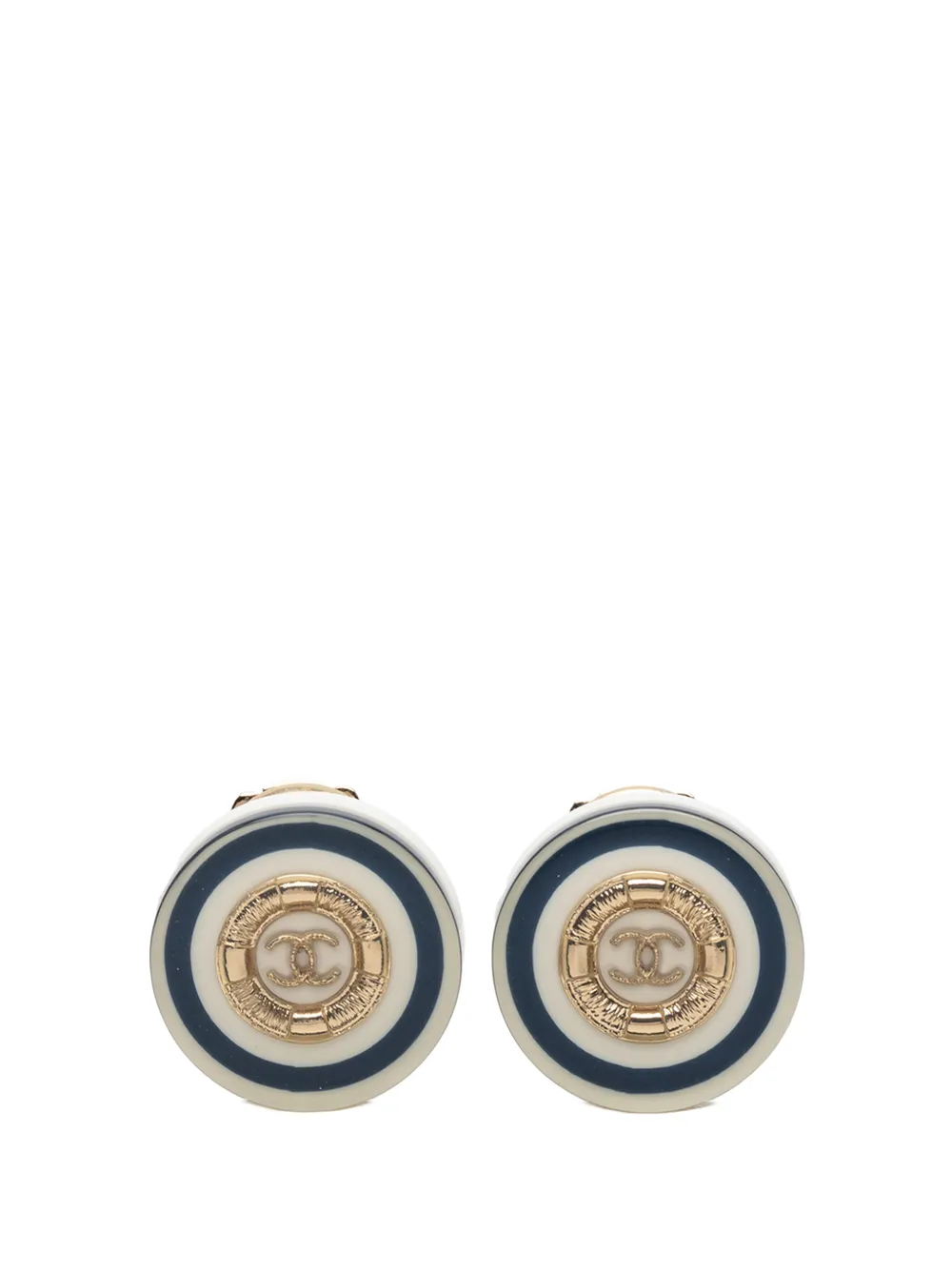 CHANEL Pre-Owned 2010 Gold Plated CC Resin Button Clip on Earrings costume earrings - Oro