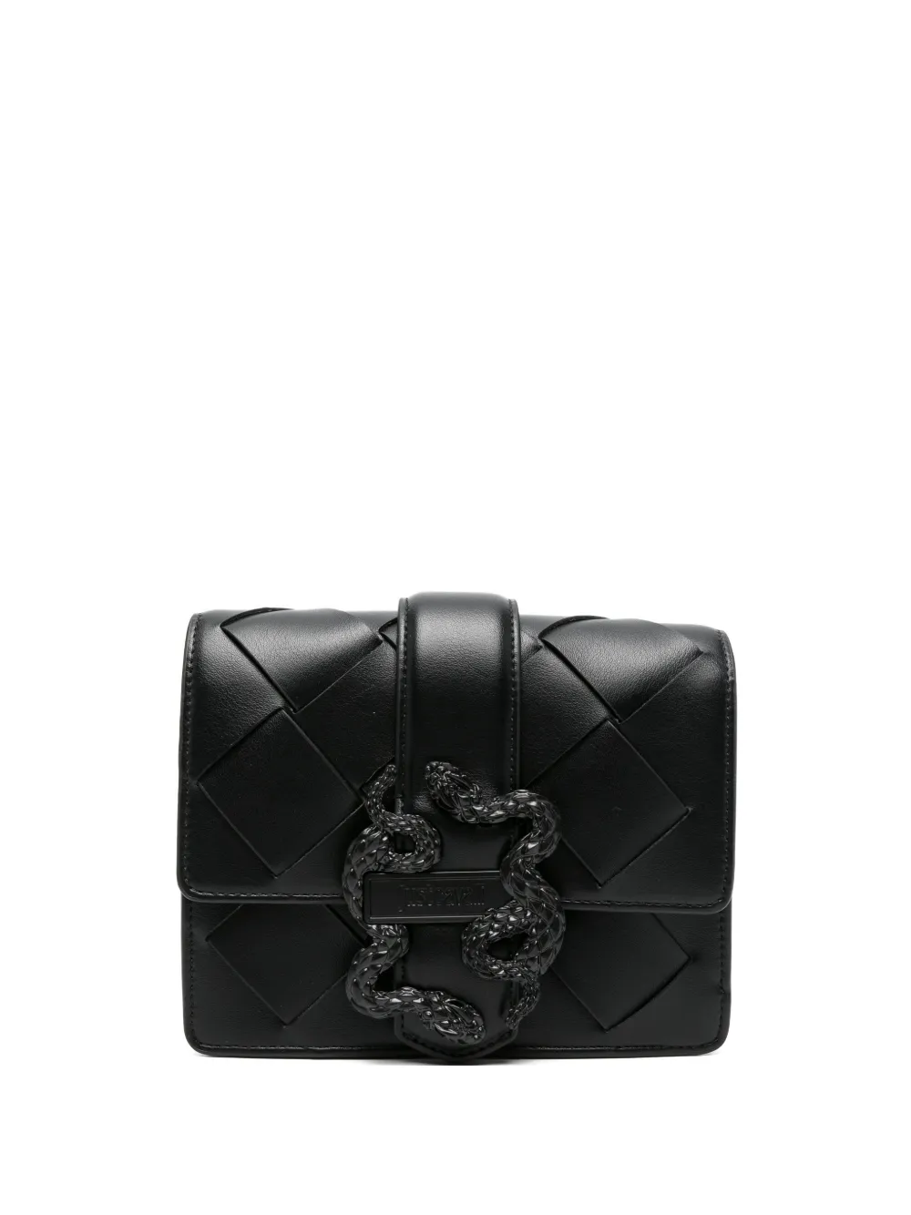 Just Cavalli snake woven leather crossbody bag - Nero
