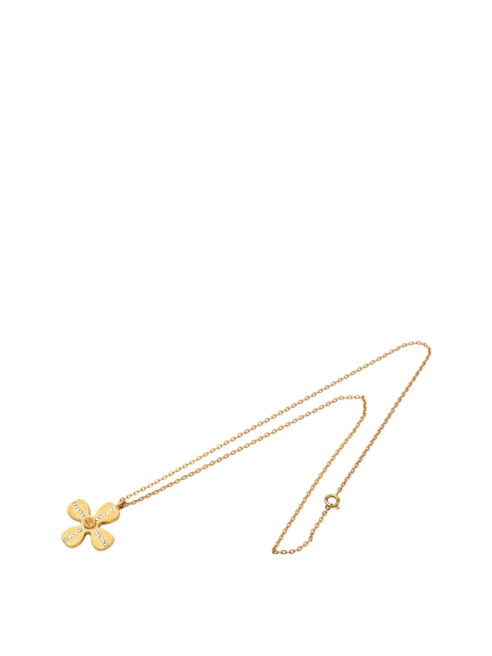 CHANEL Pre-Owned 2001 Gold Plated CC Crystal Clover Pendant Necklace costume necklace - Oro
