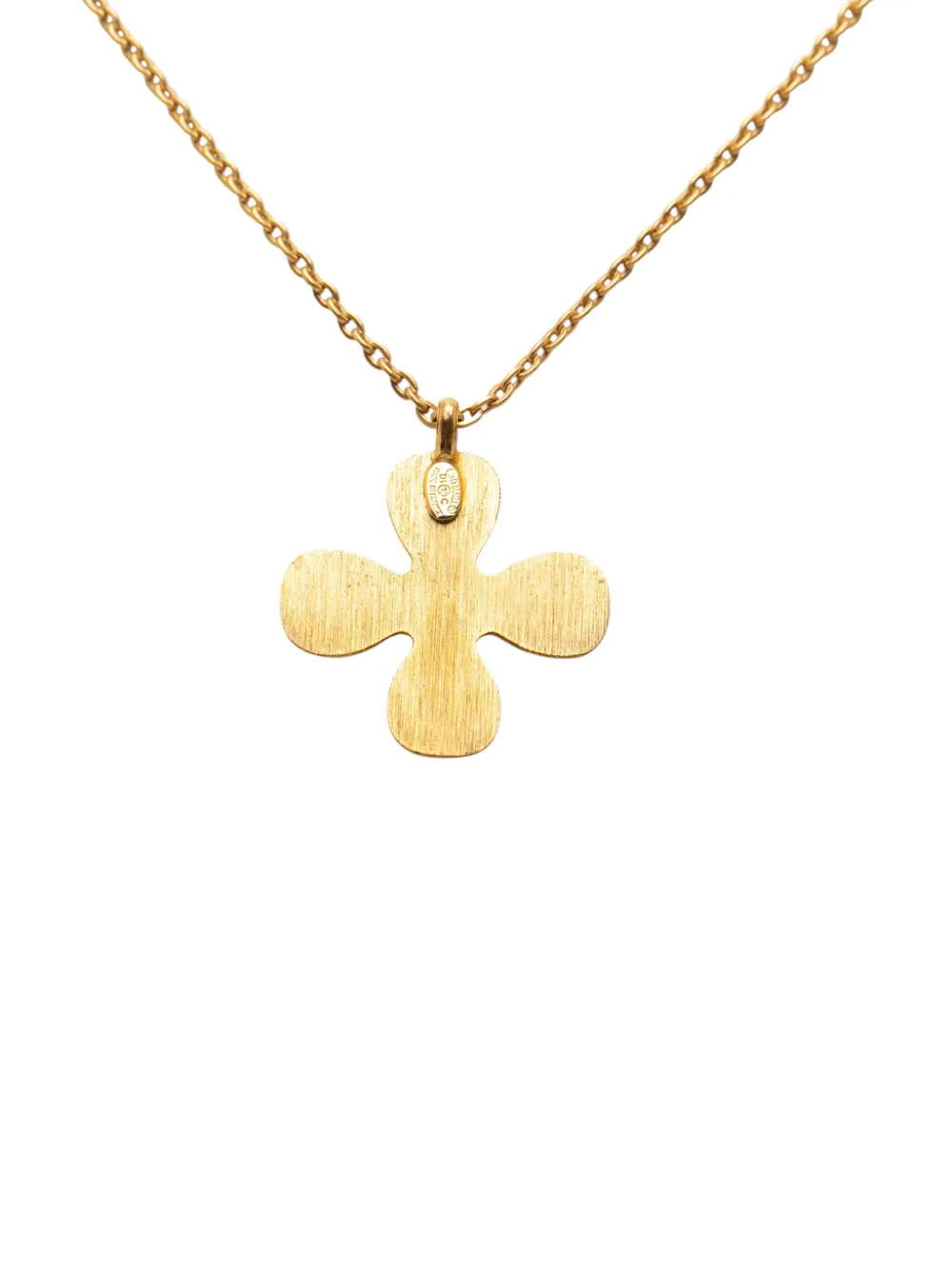 2001 Gold Plated Cc Crystal Clover Pendant Necklace Costume Necklace