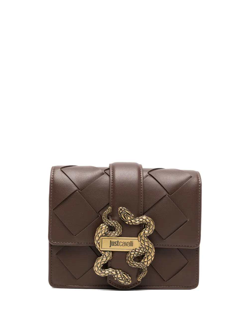 Just Cavalli woven snake leather satchel - Marrone