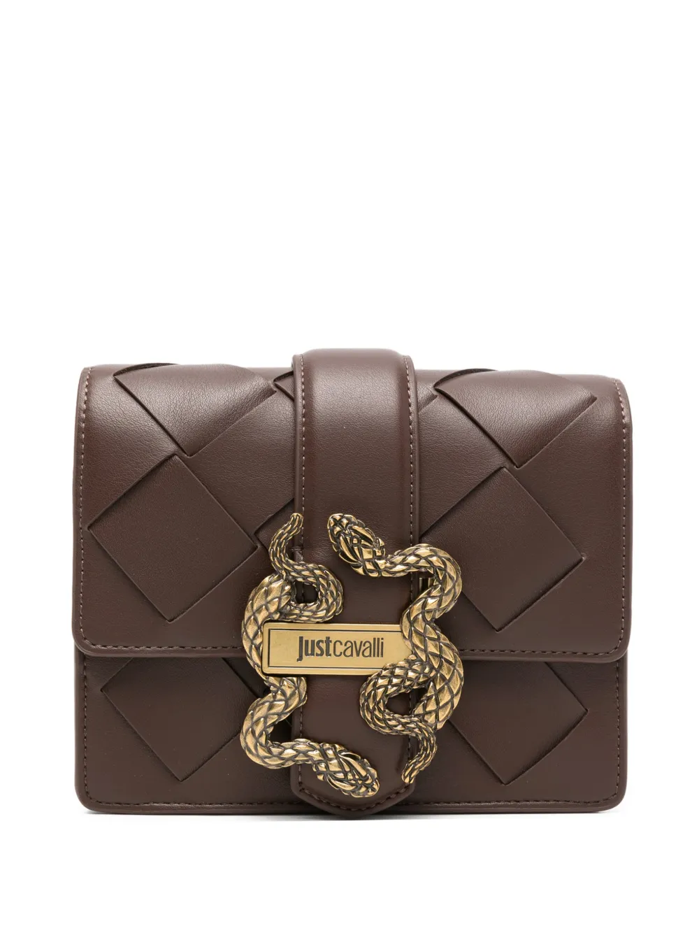 Just Cavalli woven snake leather satchel - Marrone