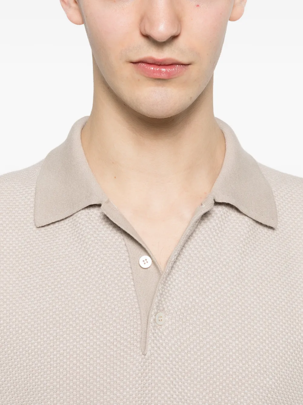 Canali Poloshirt met textuur Beige