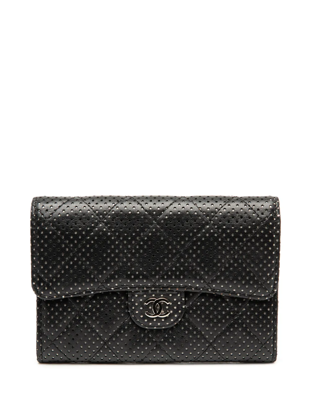 CHANEL Pre-Owned 2006-2008 Perforated Quilted Lambskin Flap Wallet small wallets - Nero