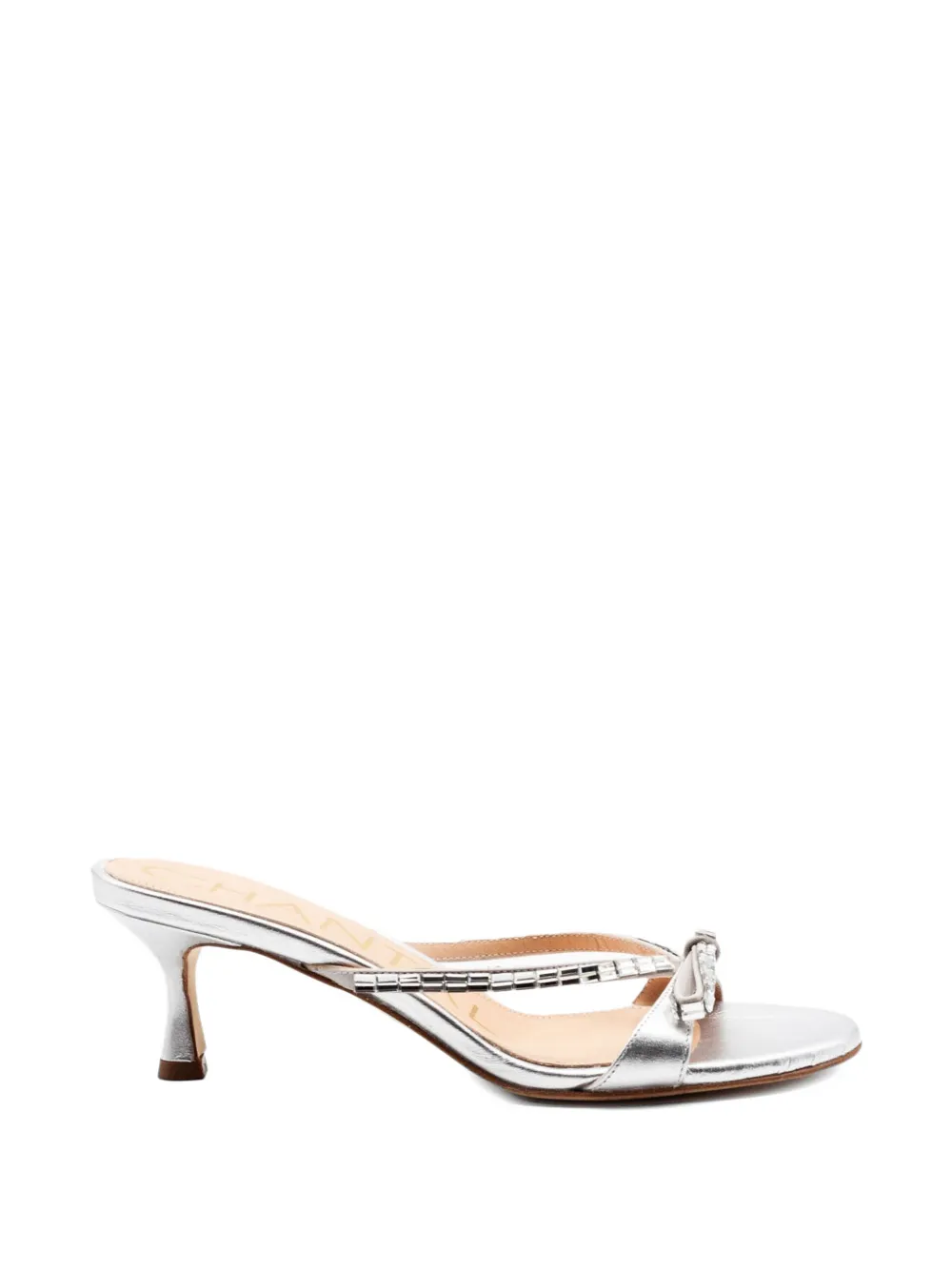 Chantal jewel-appliqué leather sandals - Argento