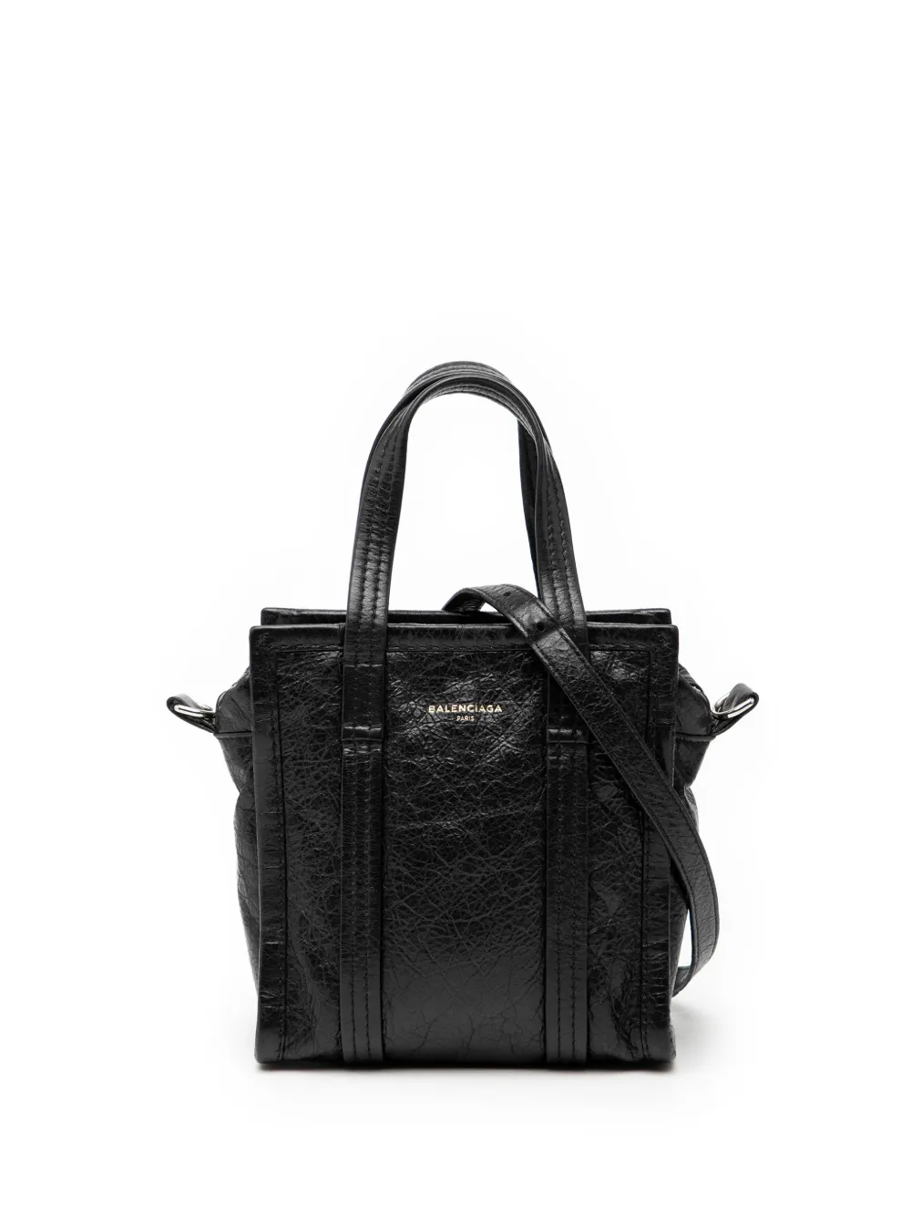 Balenciaga Pre-Owned 2018 Lambskin Bazar Shopper XXS satchel - Nero