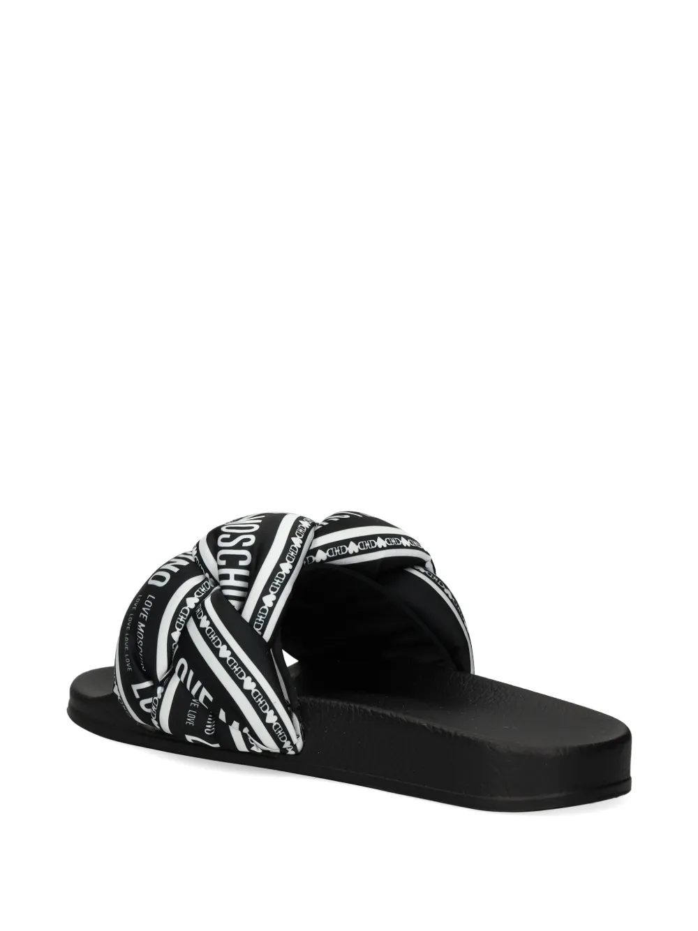 Love Moschino Gevlochten sandalen met logoprint Zwart