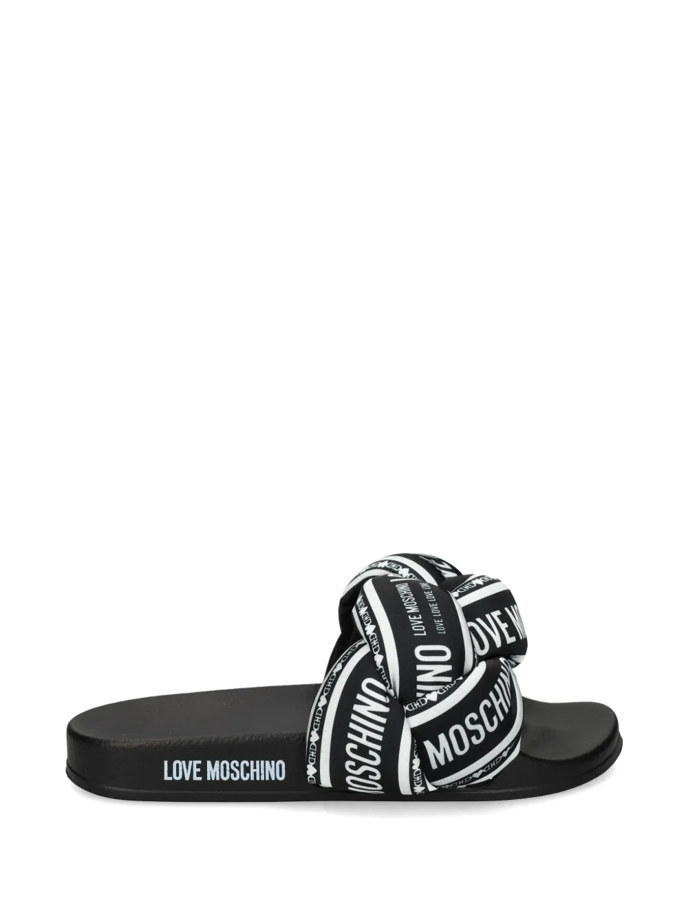 Love Moschino Gevlochten sandalen met logoprint Zwart