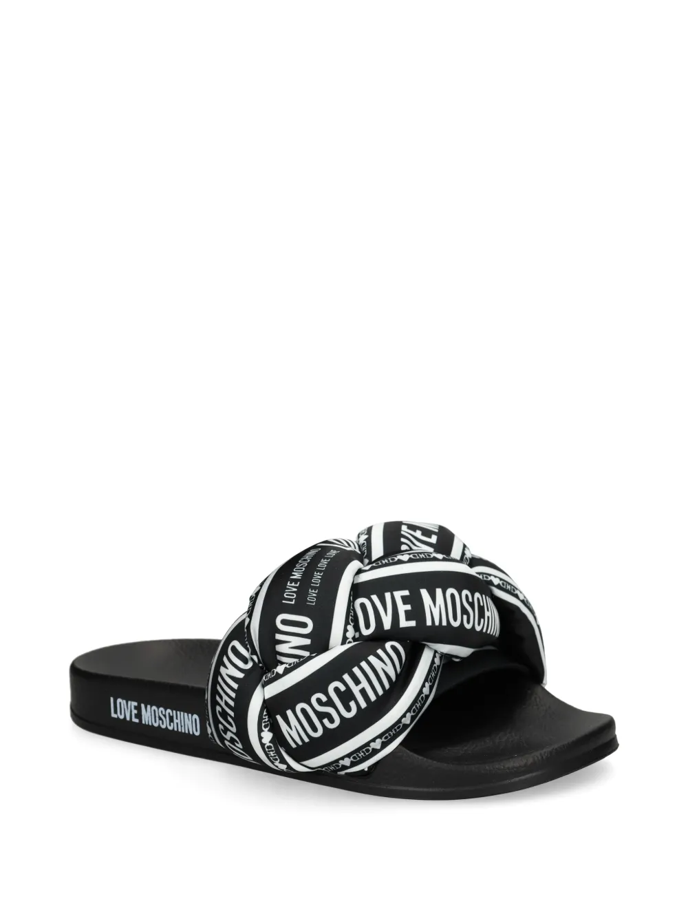 Love Moschino Gevlochten sandalen met logoprint Zwart