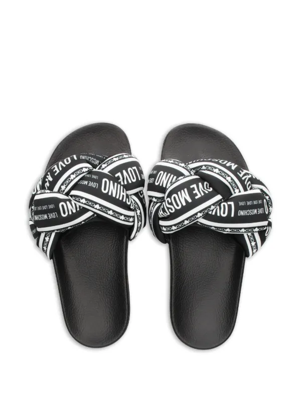 Love Moschino Braided logo-print Sandals | Black | FARFETCH