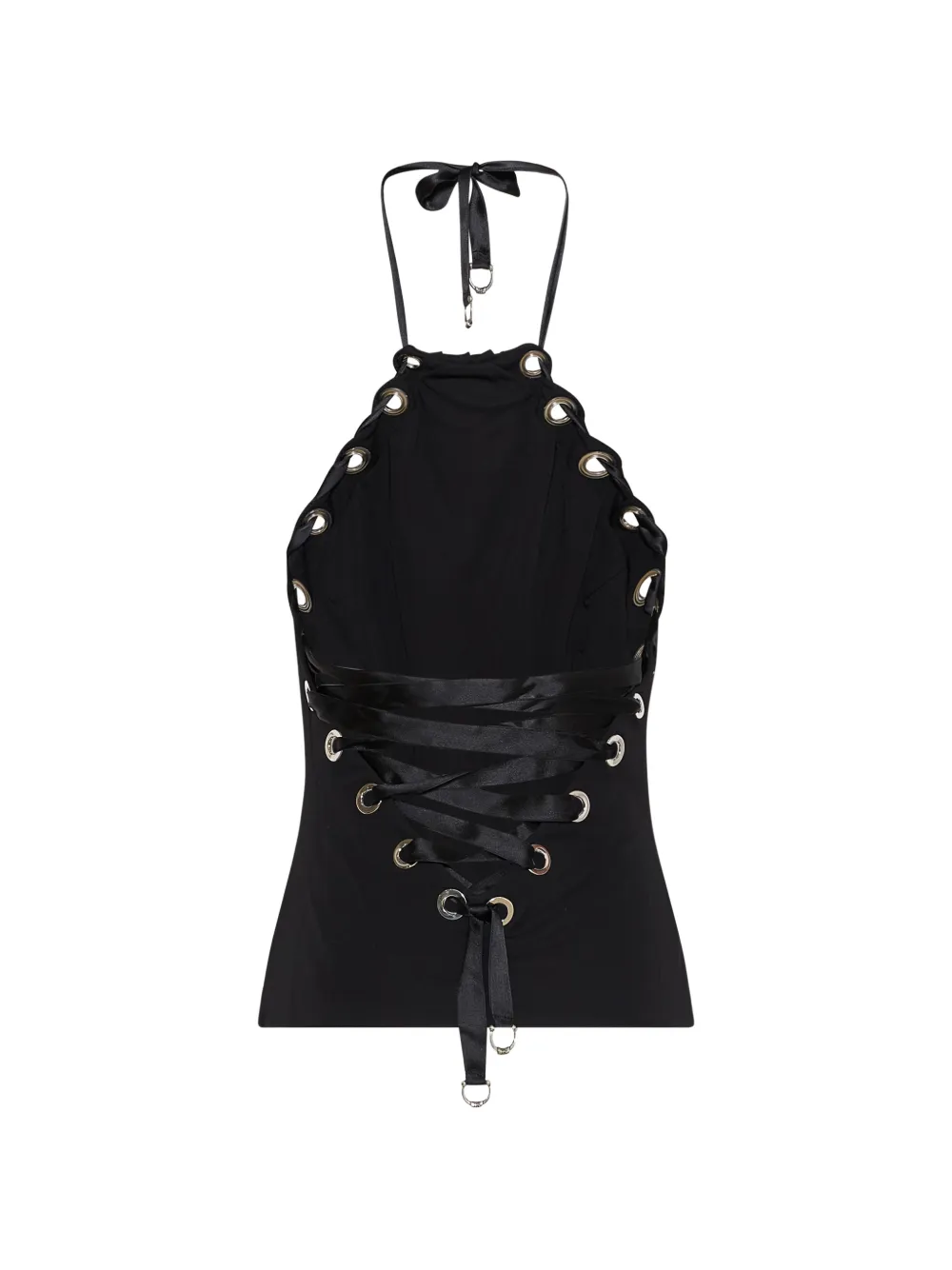 John Richmond Top met veters en ringlets Zwart