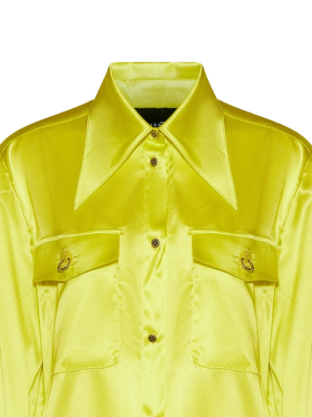 John Richmond Satijnen blouse met klepzak Geel