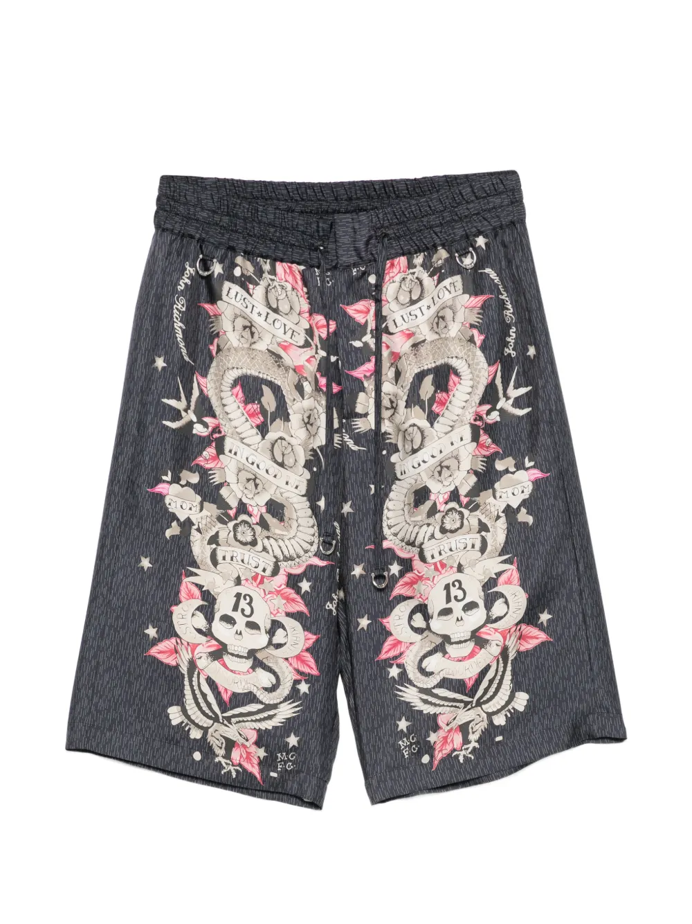 John Richmond Shorts con stampa Tattoo - Nero