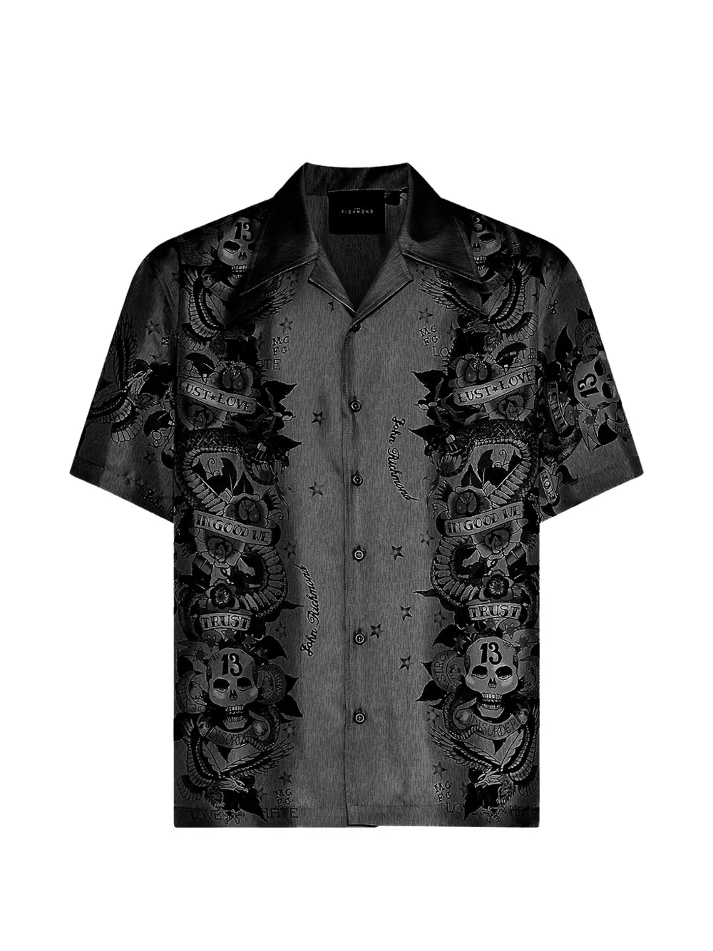 John Richmond skull-print short-sleeve shirt - Grigio