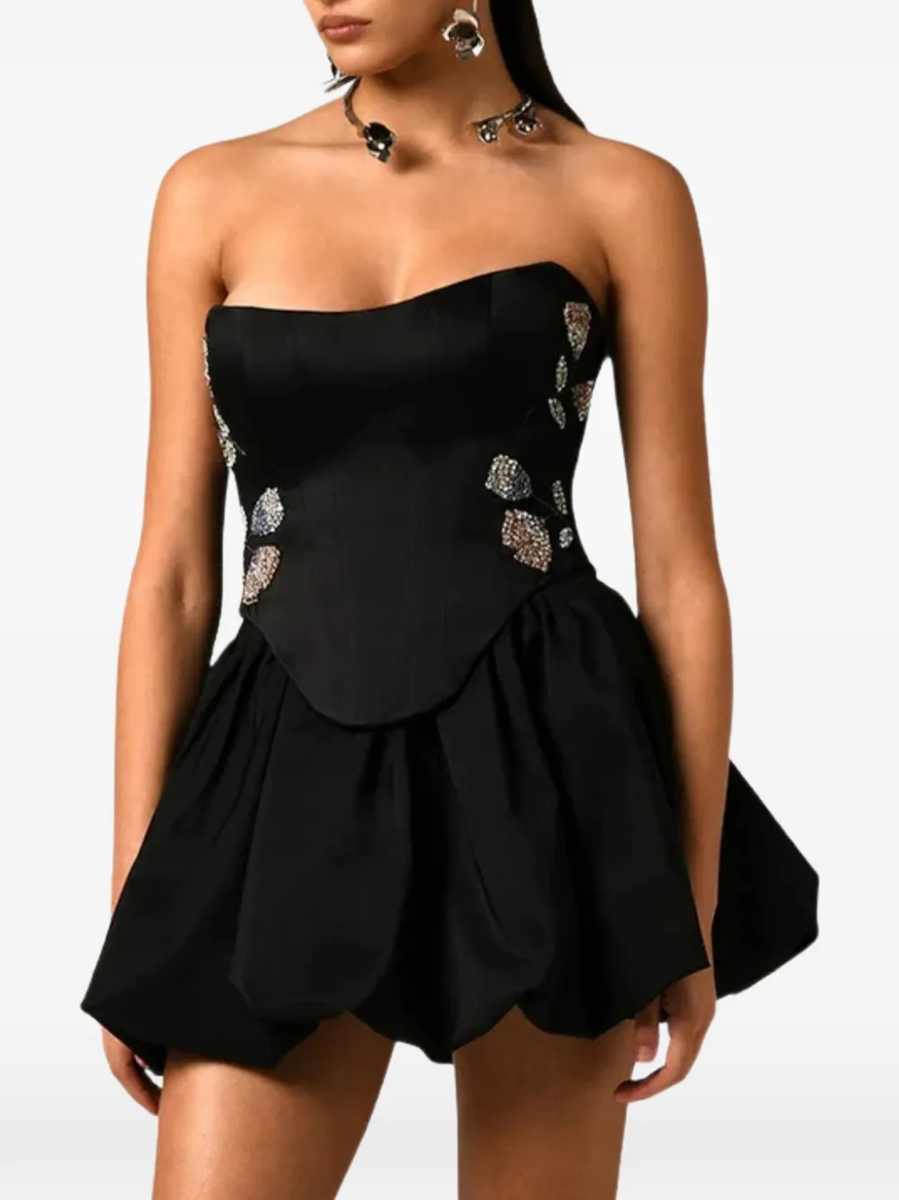 Nafsika Skourti Selma crystal-embellished corset - Nero