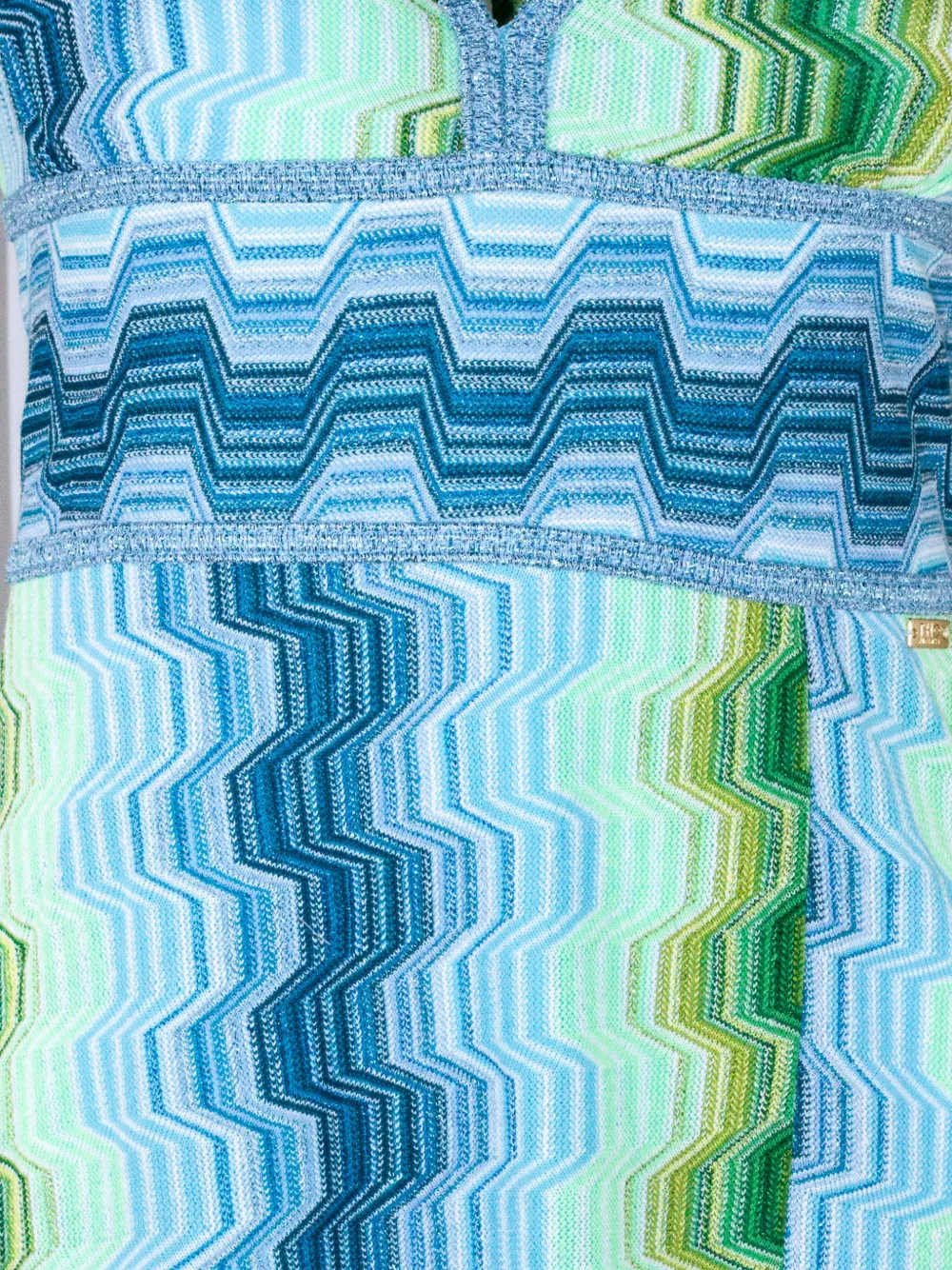  Pho Firenze Zigzag Patterned V-neck Dress - Blue 