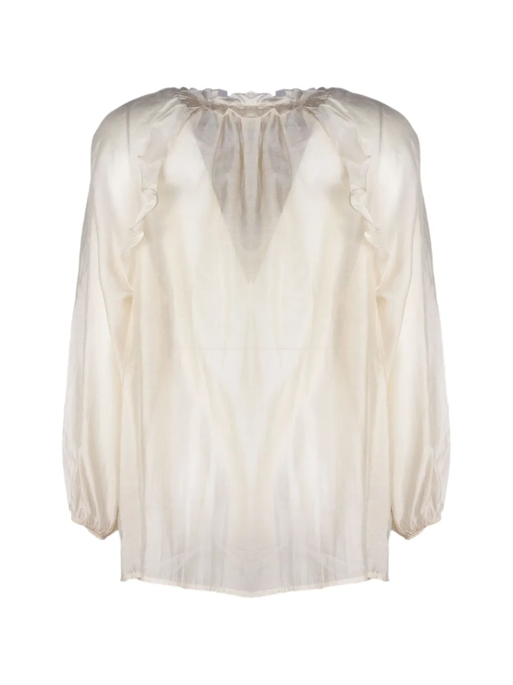  Pho Firenze Ruffled Gathered Blouse - Neutrals 