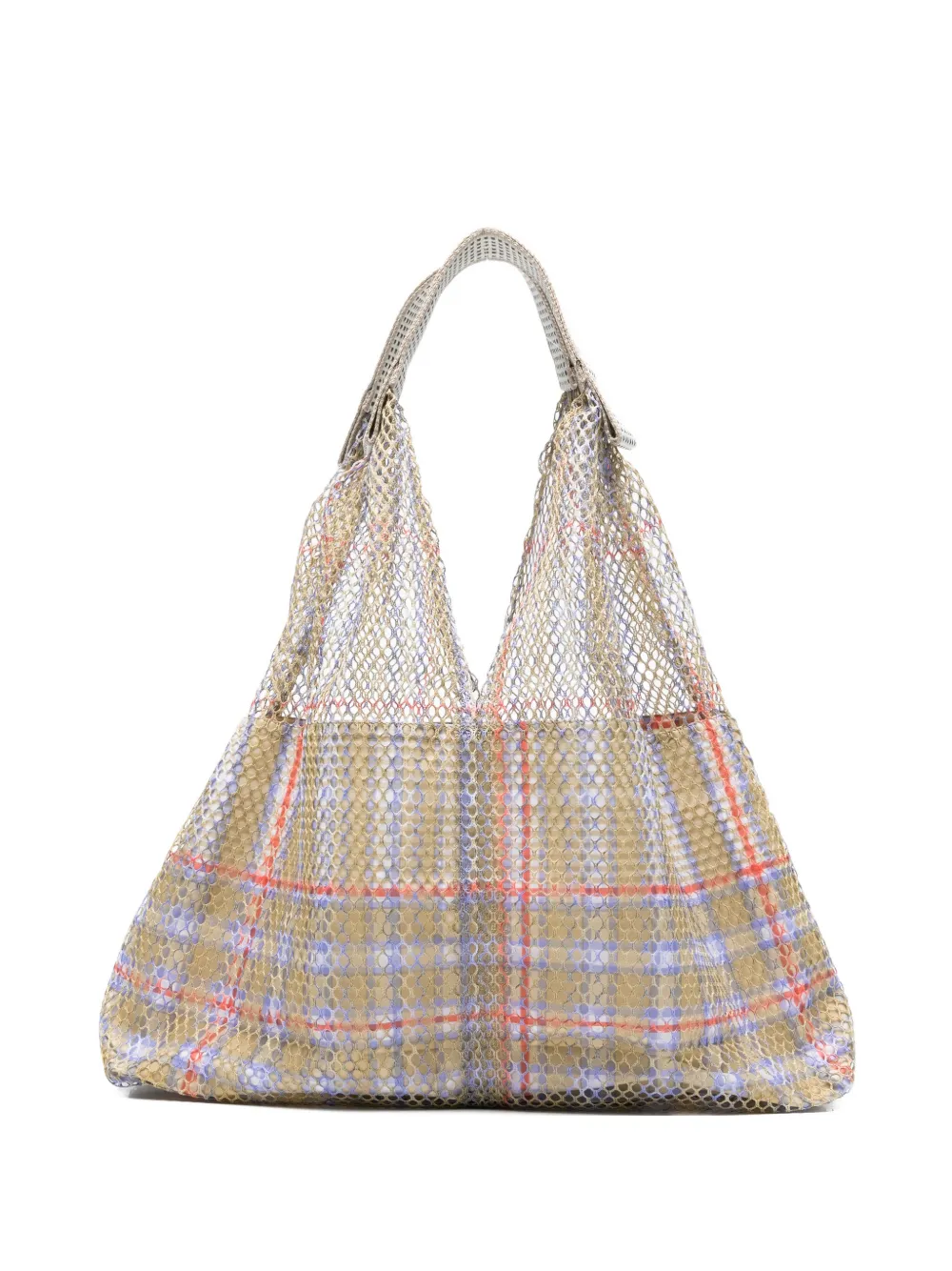 Epice Plaid Net Tote Bag In Neutral