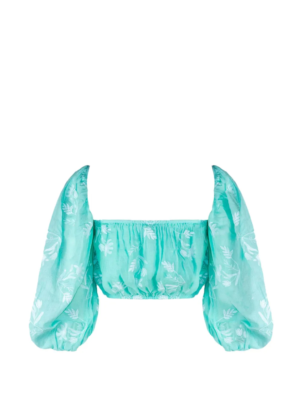 PHO FIRENZE floral-print puff-sleeve top - Verde