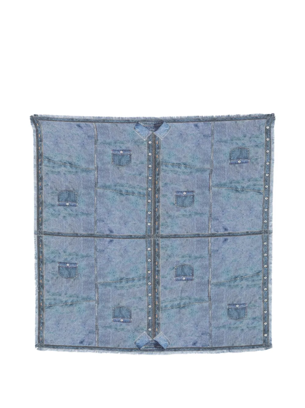 Faliero Sarti denim-print silk scarf - Blu