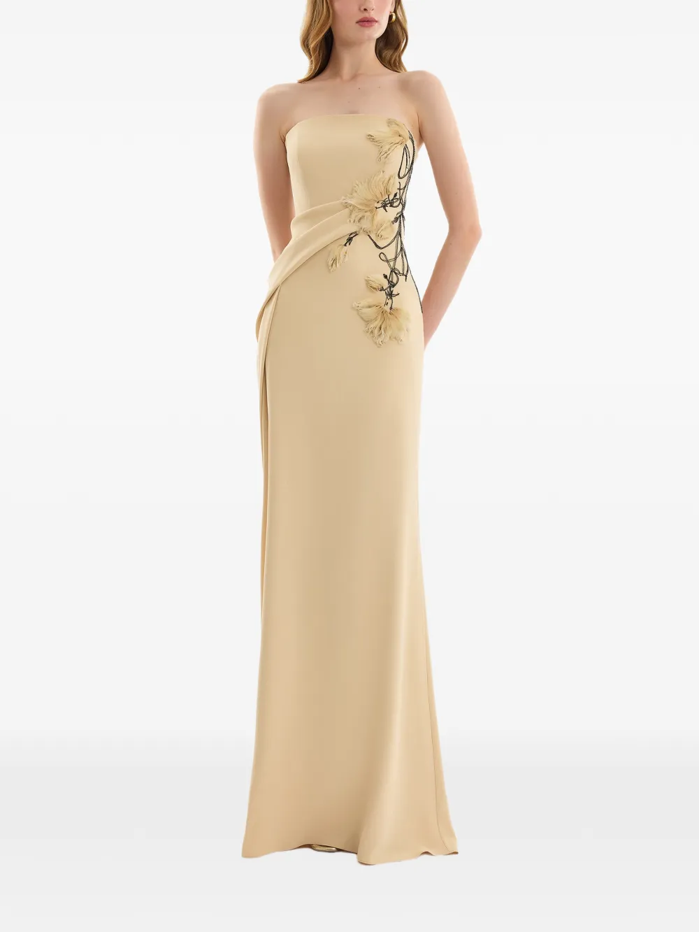 Gemy Maalouf strapless floral-detail maxi dress