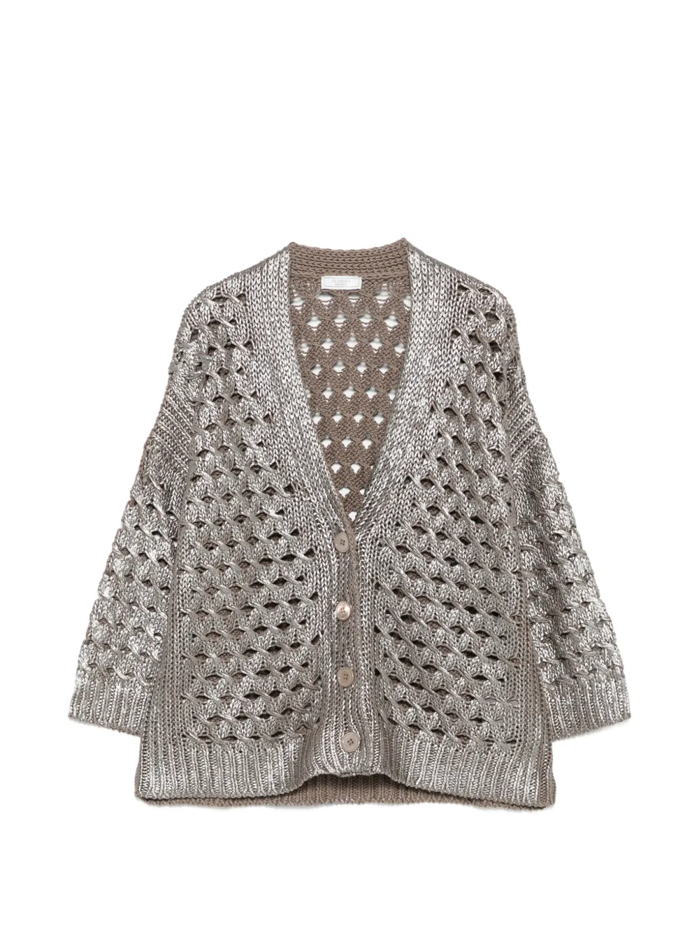Peserico button crochet cardigan - Silver