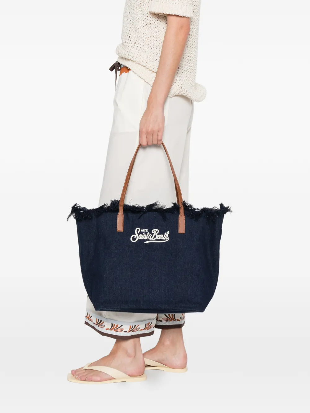 MC2 Saint Barth City shopper met geborduurd logo Blauw