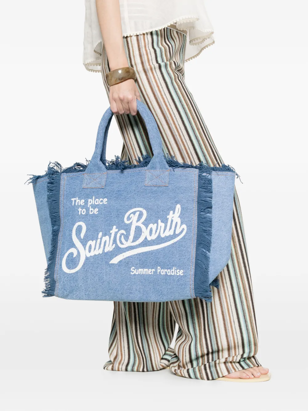 Vanity Fringed Logo-Print Tote Bag