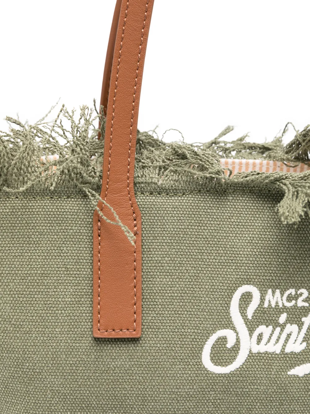 MC2 Saint Barth City shopper met borduurwerk en franje Groen