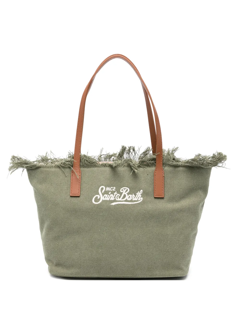 MC2 Saint Barth City shopper met borduurwerk en franje Groen