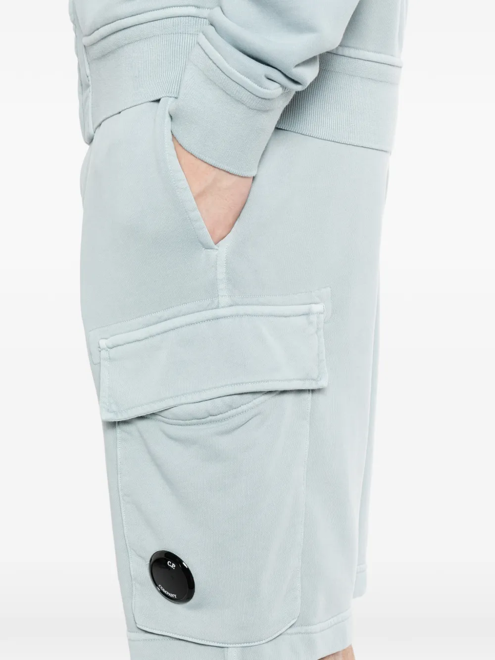 C.P. Company Katoenen shorts met diagonale print Blauw
