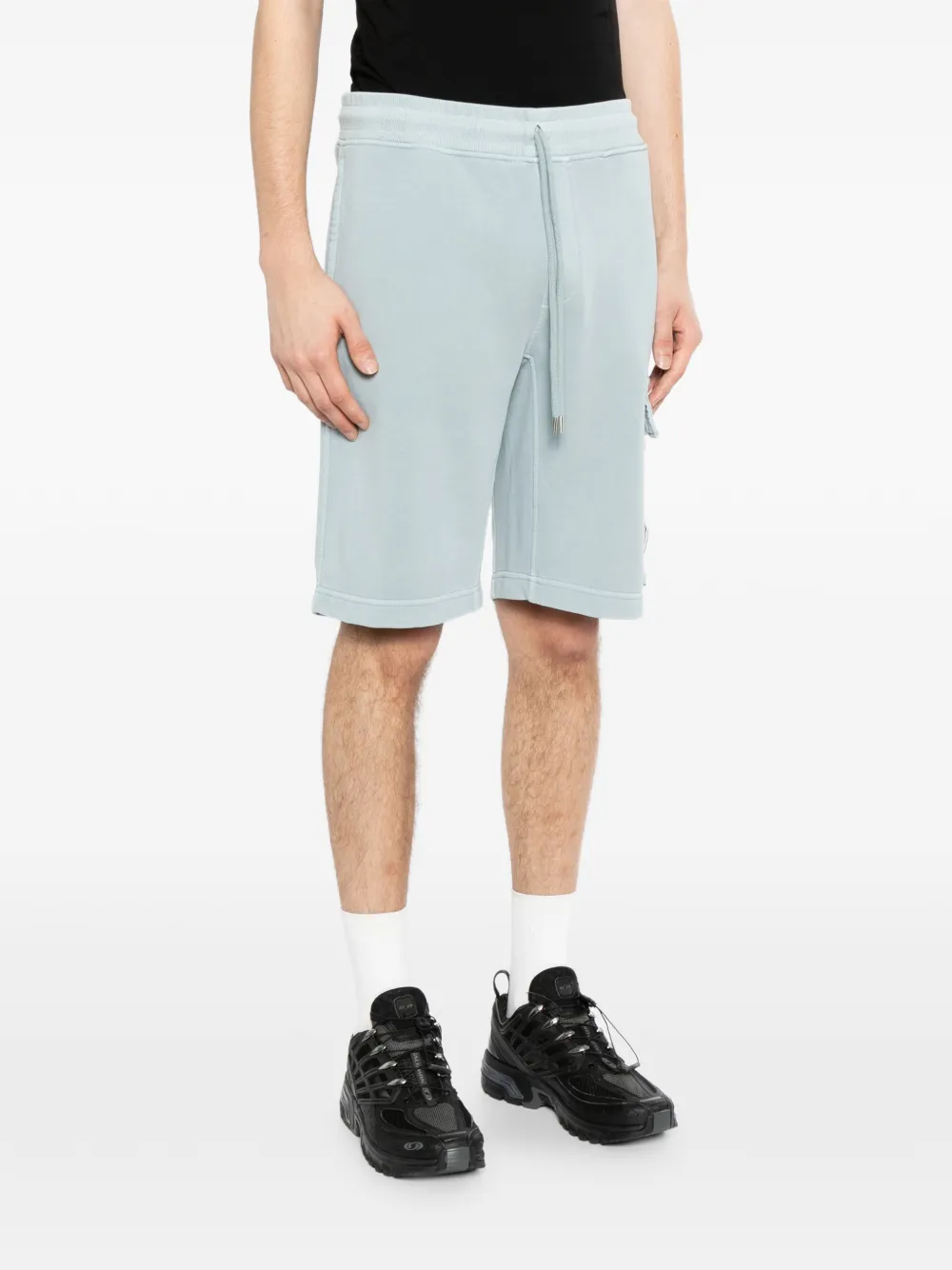 C.P. Company Katoenen shorts met diagonale print Blauw