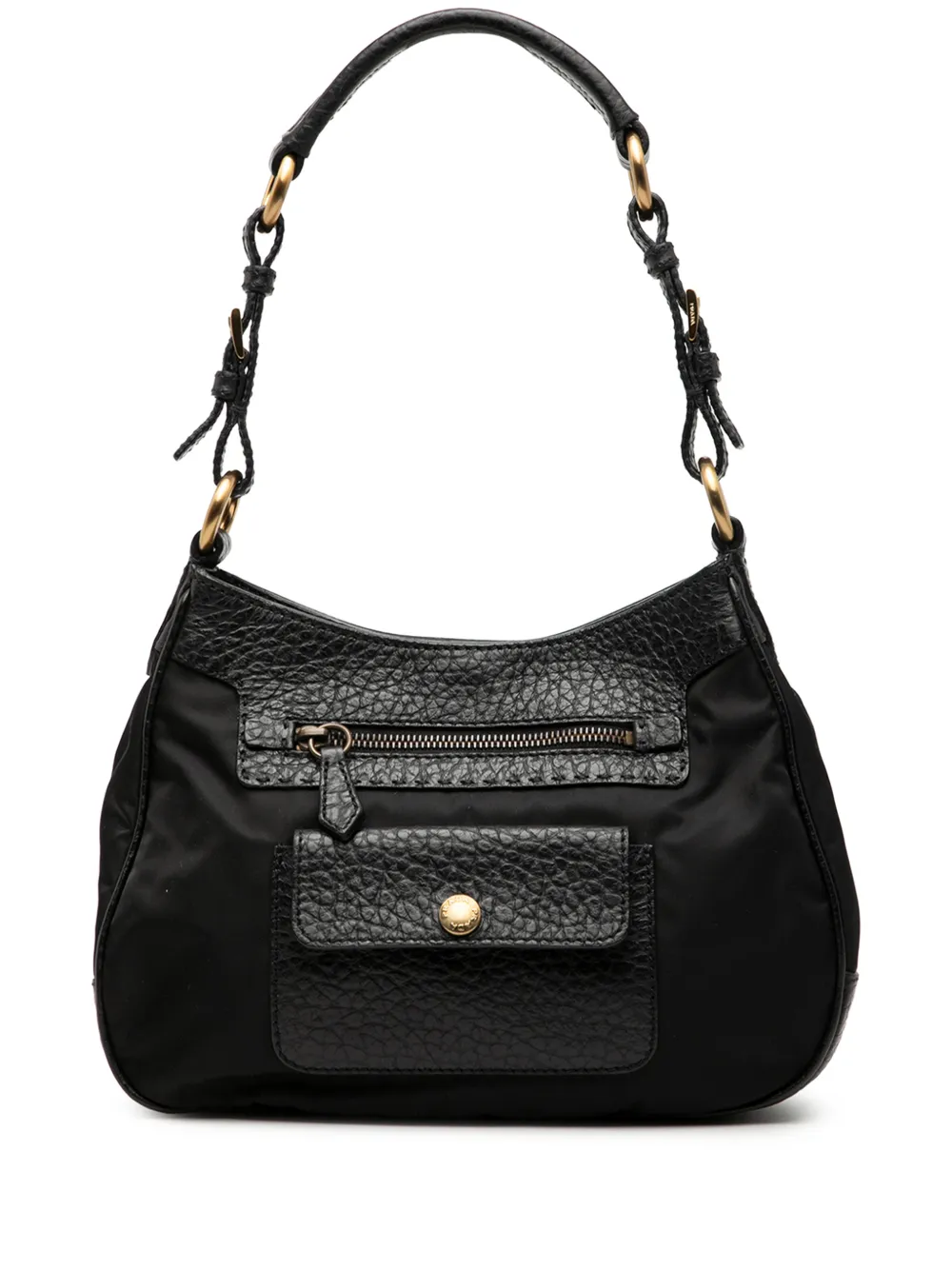 Prada Pre-Owned 2013-2026 Vitello Daino Trimmed Tessuto shoulder bag - Nero