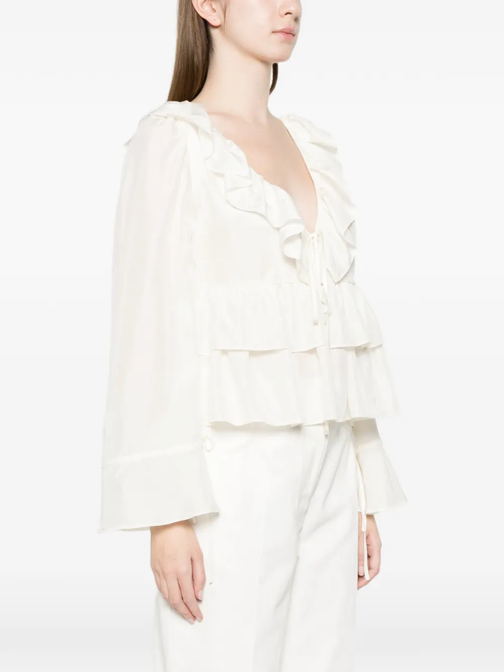 Dorothee Schumacher Playful Volumes blouse met ruches Wit