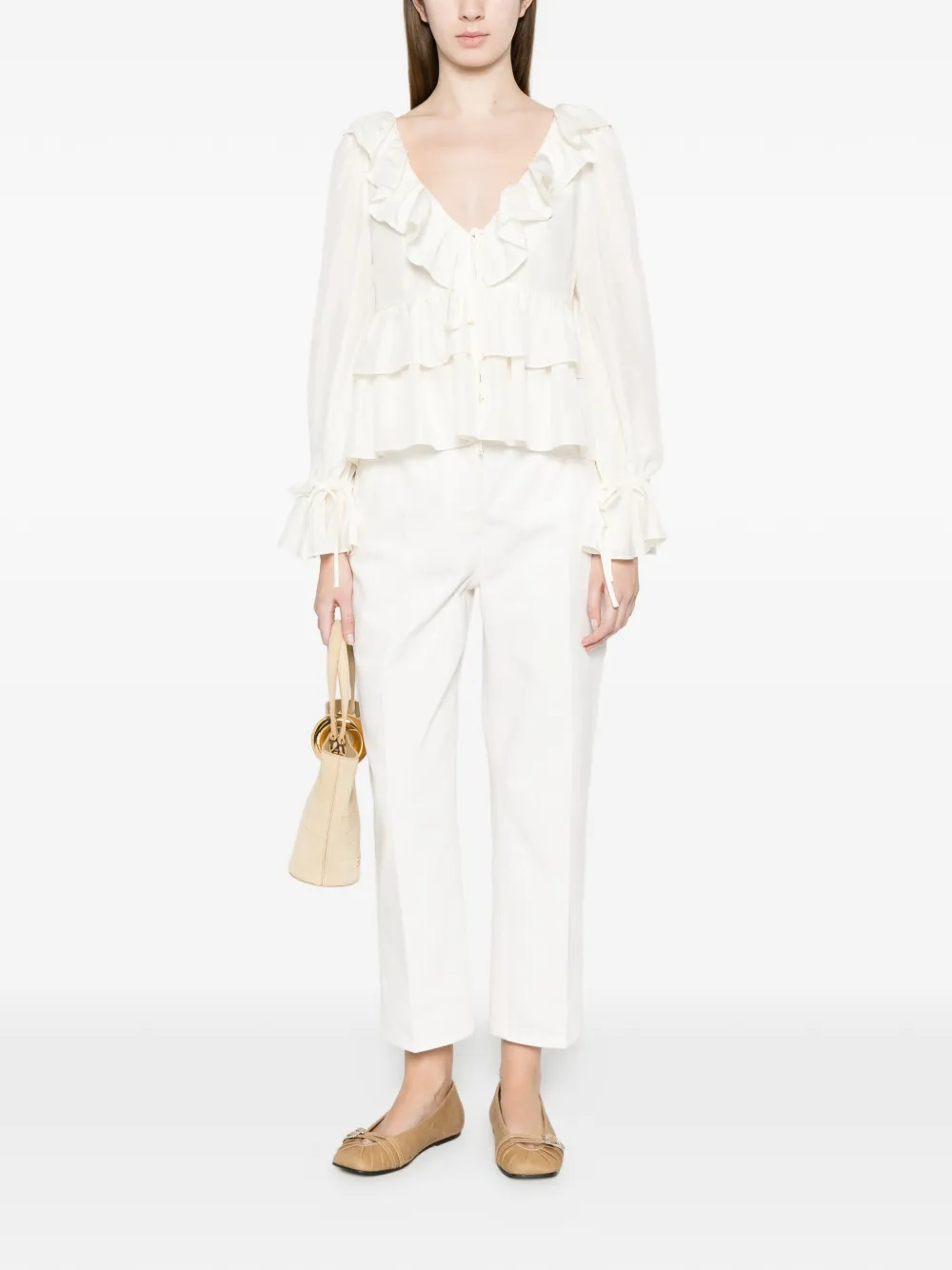 Dorothee Schumacher Playful Volumes blouse met ruches Wit