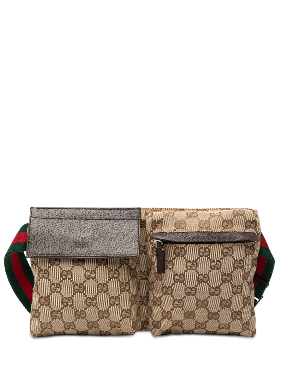 Gucci Pre-Owned 2000-2015 GG Canvas Web Double Pocket belt bag - Marrone