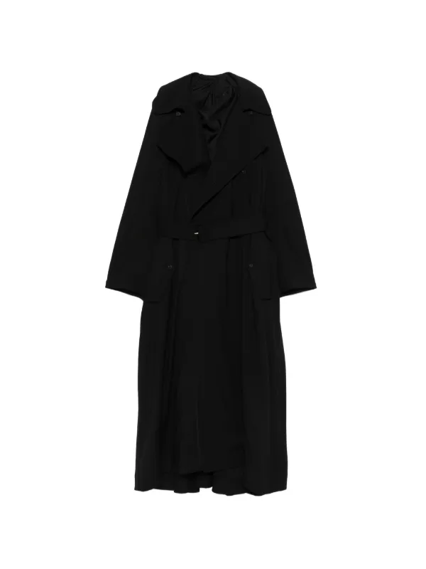 Carven Double-breasted Belted Coat in Black
