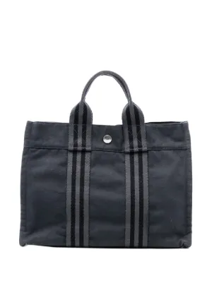 Hermès Pre-Owned Canvas Rectangular Tote | Black | FARFETCH CA