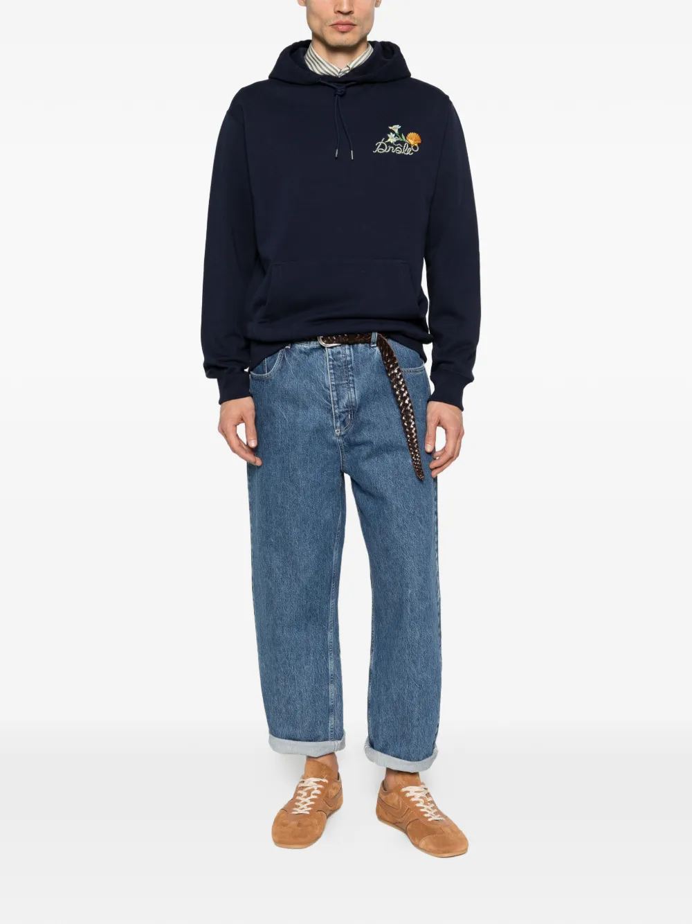 Drôle De Monsieur Shell hoodie met borduurwerk Blauw