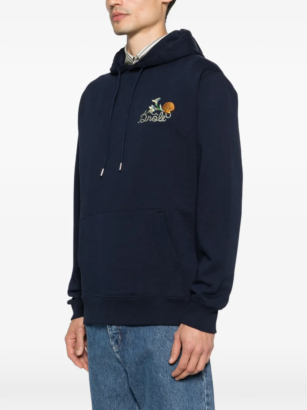 Drôle De Monsieur Shell hoodie met borduurwerk Blauw