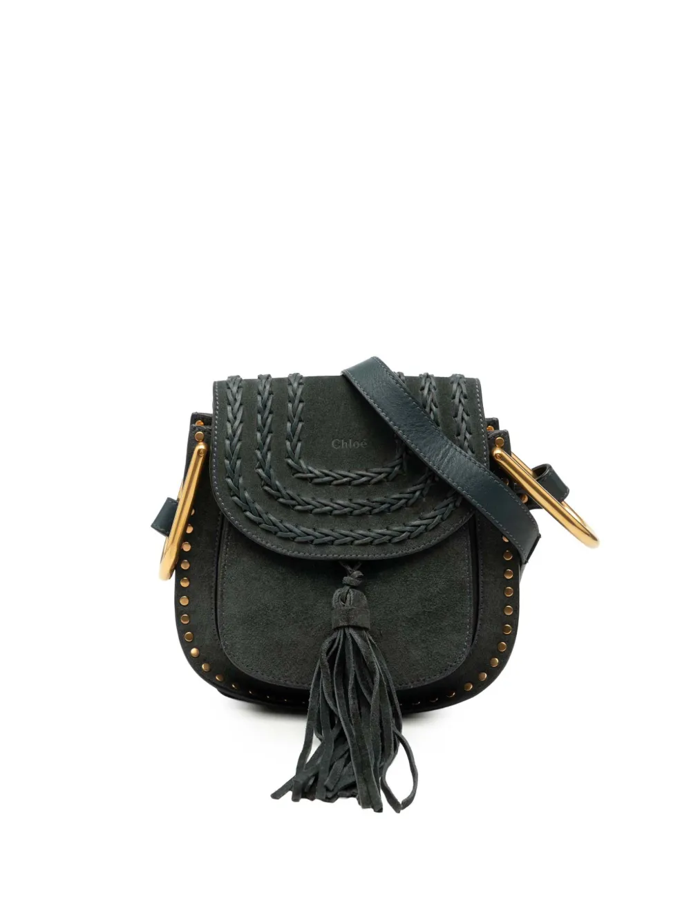 Chloé Pre-Owned 2016 Small Suede Braided Hudson crossbody bag - Verde