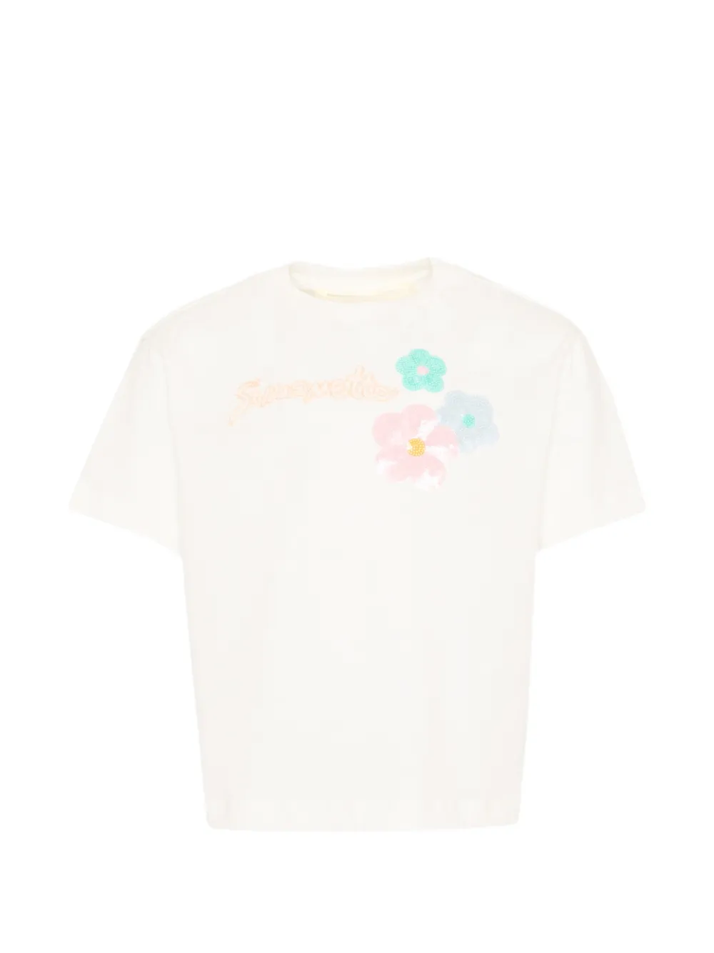 Simonetta floral short-sleeve T-shirt - Toni neutri