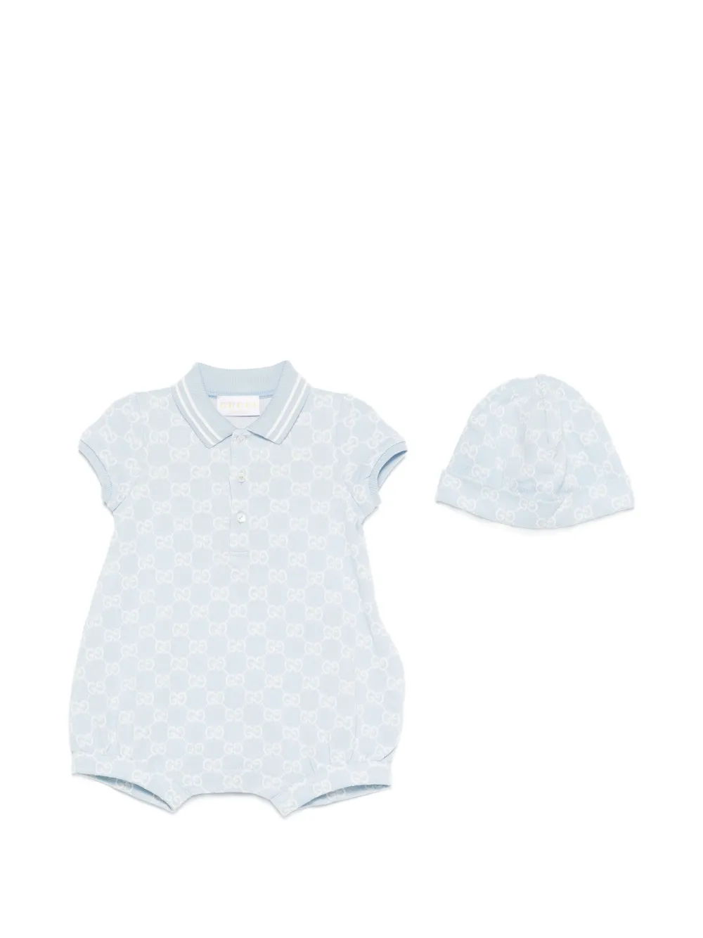 Gucci Kids polo-collar patterned babywear set - Blau